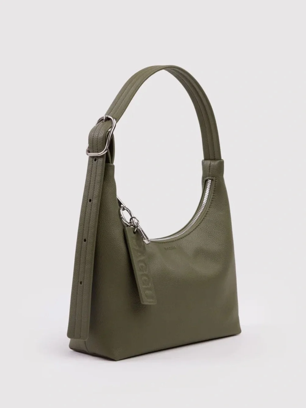 BAGGU Mini Recycled Leather Shoulder Bag in Loden Olive Green NEW WITH TAGS NWT